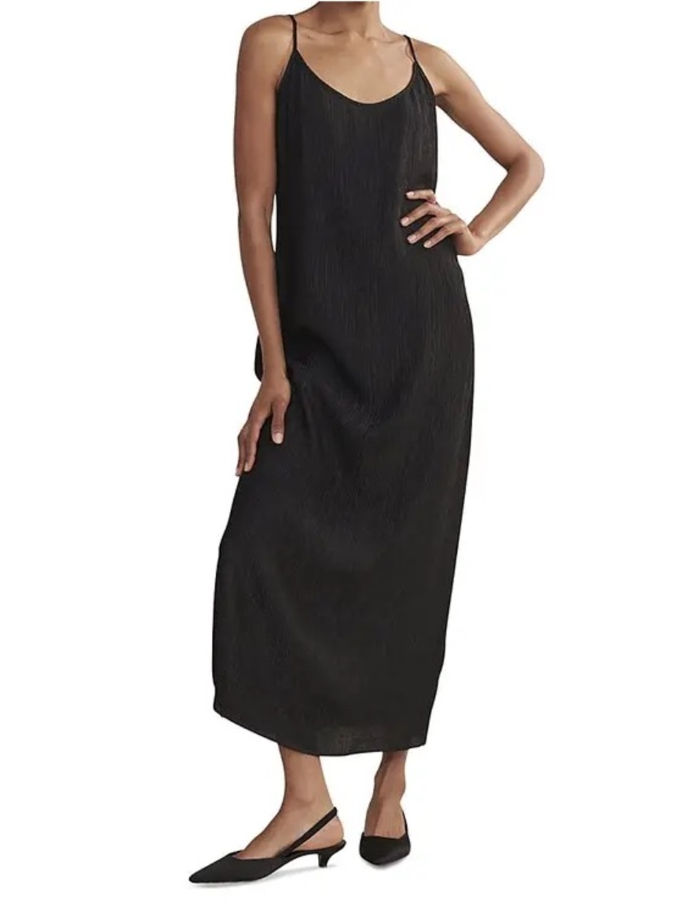 Jenni Kayne NWOT Black Fete Slip Dress Textured Maxi Medium Retail $428
